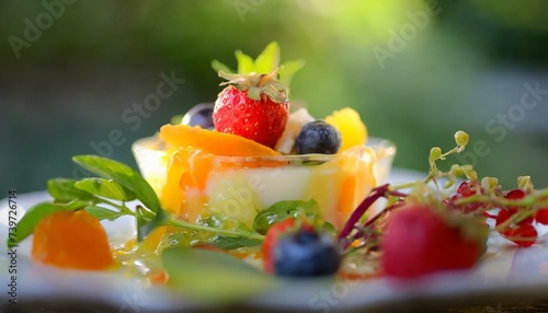 fruit salad in a glass wallpaper vibrant collection of assorted fermented foods displayed in clear glass jars, featuring a colorful array of textures and hues from vegetables and fruits, symbolizi