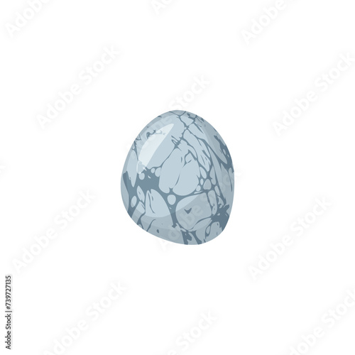 Illustration of a pebble in marble gray color and round shape on an isolated background.