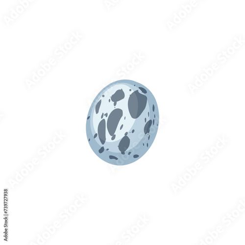 White pebble speckled grey textures, natural stone or mineral, cartoon smooth one oval rock, vector glossy granite icon