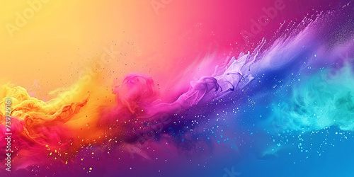 Indian Holi Festival Celebration. Banner with color powder explosion photo