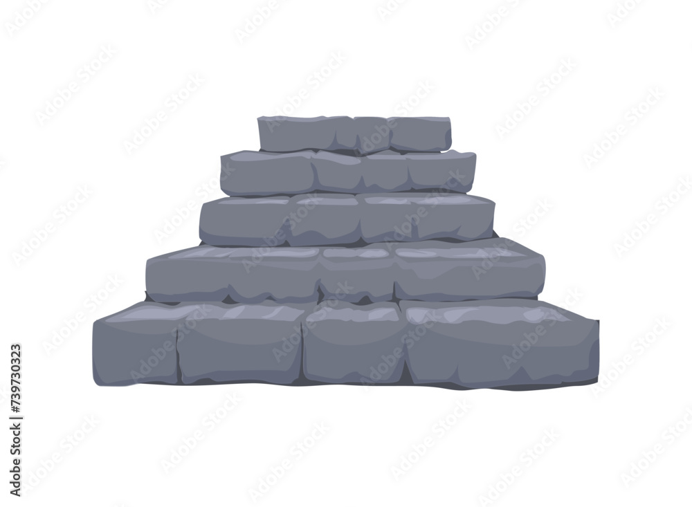 Old stone stairs with cracked elements, ancient castle construction, cartoon rock stairway vector isolated ui game asset Old stone stairs with cracked elements, ancient castle construction, cartoon rock stairway vector isolated ui game asset