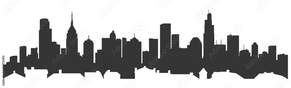 black and white city silhouette without background