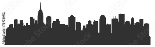 black and white city silhouette without background photo