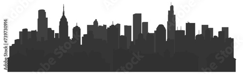 black and white city silhouette without background