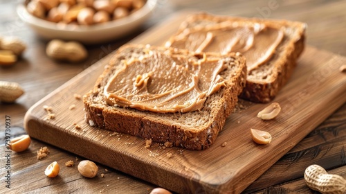 Peanut butter on bread. Generative AI