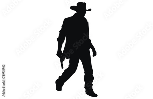Silhouette of cowboys walking, Cowboy in various action, cowboys walking vector 