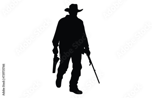Silhouette of cowboys walking, Cowboy in various action, cowboys walking vector

