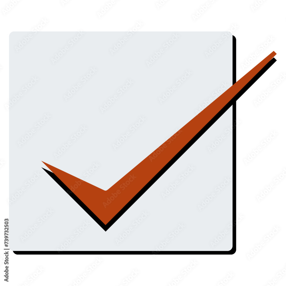 Metallic Orange Check Mark in a Box Isolated on White Metallic Orange Check Mark in a Box Isolated on White