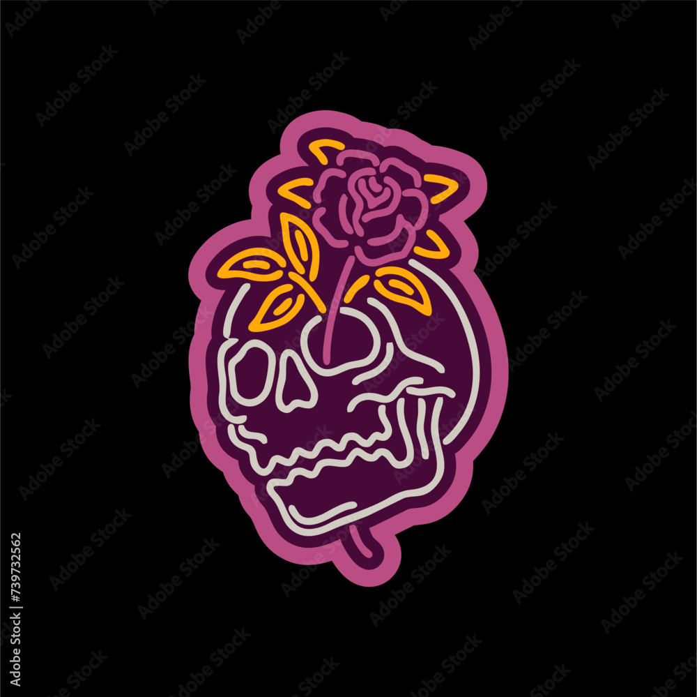 vector illuistration tracing of skull skeleton artwork for tshirt and mascot