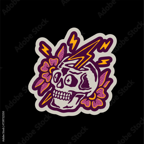 vector illuistration tracing of skull skeleton artwork for tshirt and mascot