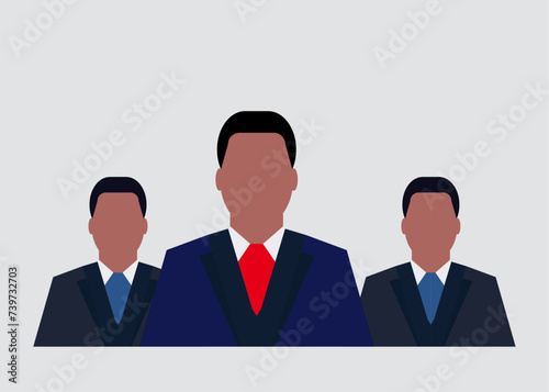 leader Icon,Teamwork, Leadership, business, Successful,led by a great leader.3 people sign icon,symbol.UI website navigation. Social network icons. Group of friends. Cutout people. Leader icon.