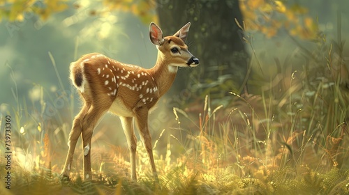 Young deer. Generative AI © Roman