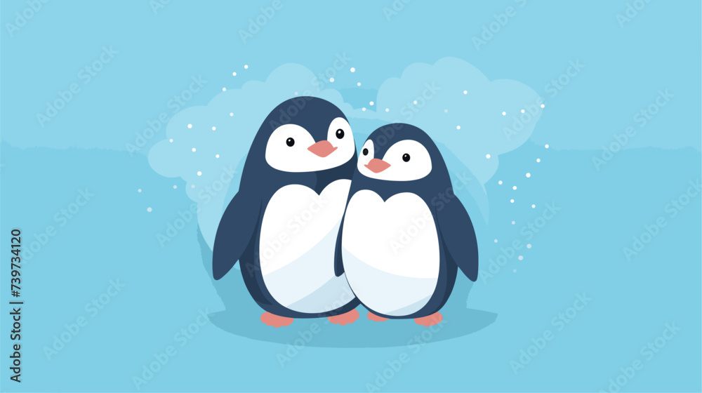 Naklejka premium Abstract lovable penguin couple sharing a hug. simple Vector art