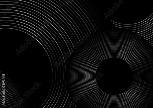 Wallpaper Mural Black and grey metallic circles abstract tech geometric linear background. Vector design Torontodigital.ca