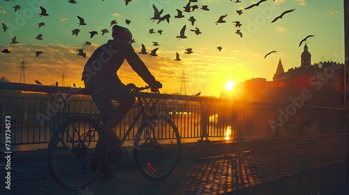 A cyclist enjoys a tranquil...