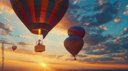 Multiple hot air balloons r...