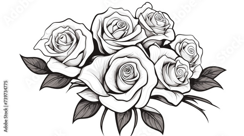 Abstract hand-drawn roses forming a bouquet. simple Vector art
