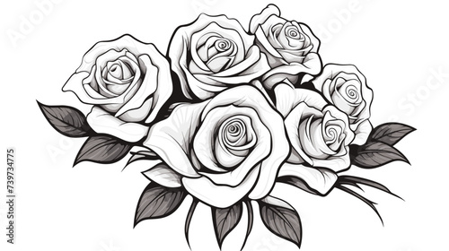 Wallpaper Mural Abstract hand-drawn roses forming a bouquet. simple Vector art Torontodigital.ca