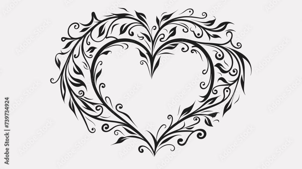 Abstract hand-drawn swirls forming a heart-shaped wreath. simple Vector art Abstract hand-drawn swirls forming a heart-shaped wreath. simple Vector art