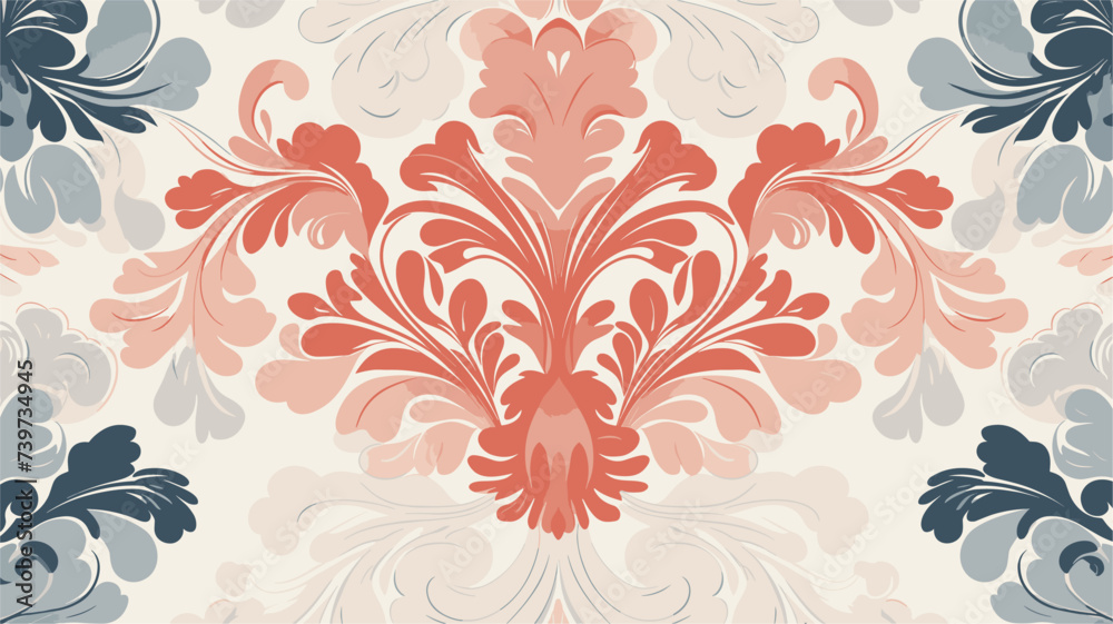 Abstract hand-drawn vintage-style damask patterns. simple Vector art - obrazy, fototapety, plakaty 