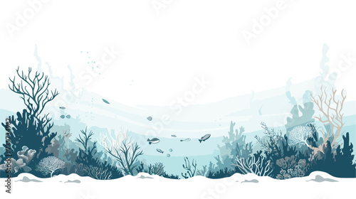 Abstract underwater scene with heart-shaped coral reefs. simple Vector art