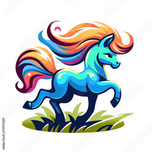 flat vector logo of a cute horse © Muhammad