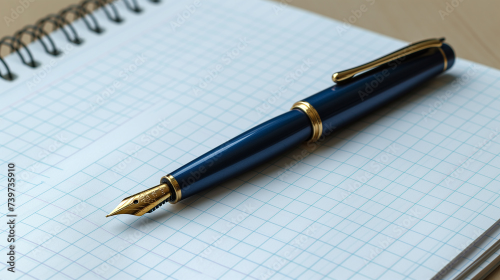 beautiful elegant ink pen lies on a clean open notepad ready to write beautiful elegant ink pen lies on a clean open notepad ready to write