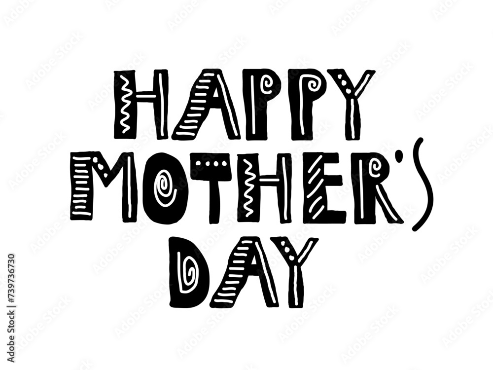 Mother's Day lettering in scandinavian style. Greeting cards for mother's day. Hand drawn vector illustration isolated. Mother's day card with doodle decor. Hand lettering typography vector design. Mother's Day lettering in scandinavian style. Greeting cards for mother's day. Hand drawn vector illustration isolated. Mother's day card with doodle decor. Hand lettering typography vector design.