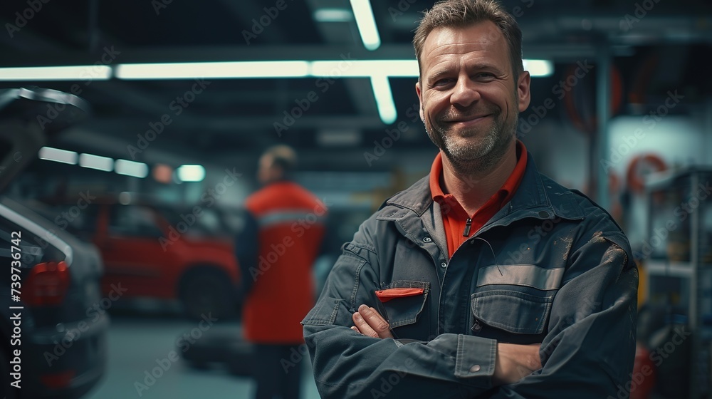 Car Repair Male wearning suit and smiles at the camera hd photo Car Repair Male wearning suit and smiles at the camera hd photo