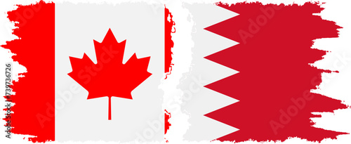 Bahrain and Canada grunge flags connection vector