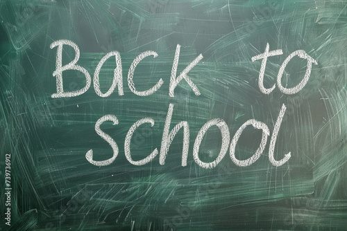 Back to school! chalk inscription on a green blackboard.