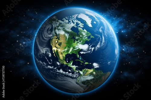 Fototapeta Naklejka Na Ścianę i Meble -  Cinematic shot of planet earth globe clouds and space background