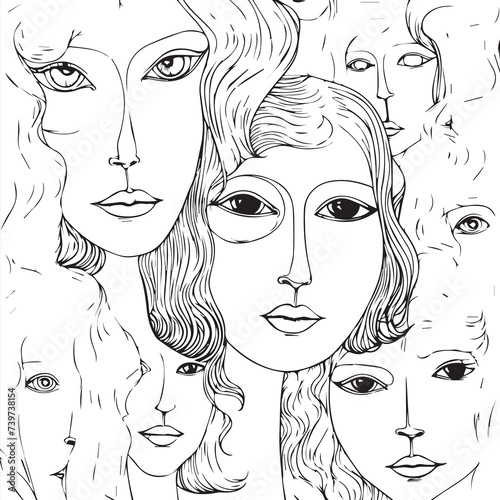 Symphony of Feminine Grace  Exquisite Hand-Drawn Portraits Celebrating the Beauty of Women 