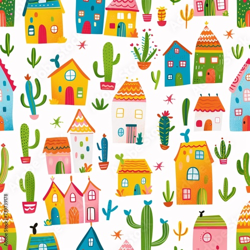 Cactus Town A Vibrant, Colorful, and Trendy Neighborhood Generative AI