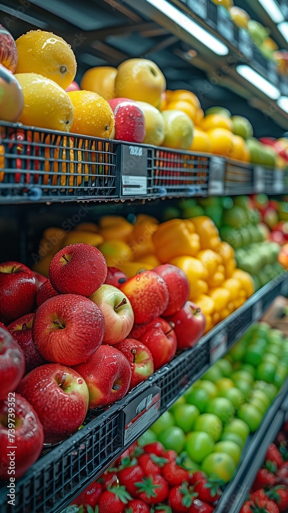 Fruit shelf in the supermarket Fruit shelf in the supermarket
