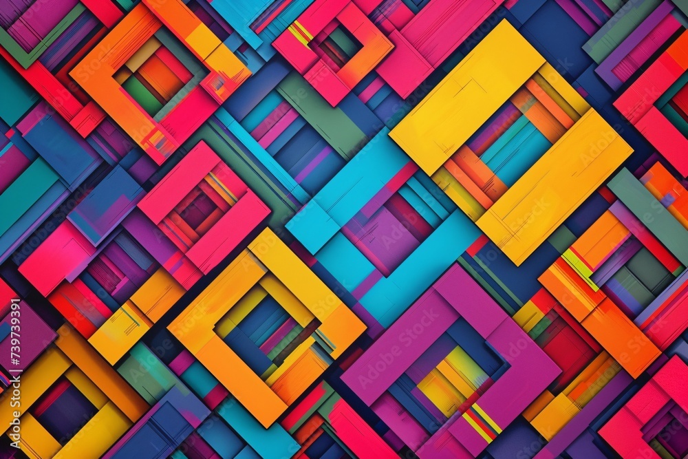Colorful Geometric Patterns A Vibrant Tribute to Modern Art and Monthly Events Generative AI