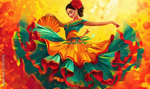 Dancing in the Sun A Colorful Fiesta of Flamenco Flair Generative AI photo