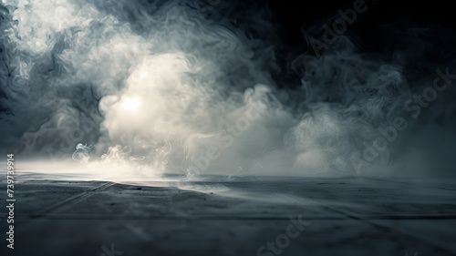 An enigmatic image of swirling fog covering a dark, reflective surface, conveys a sense of mystery and depth. 