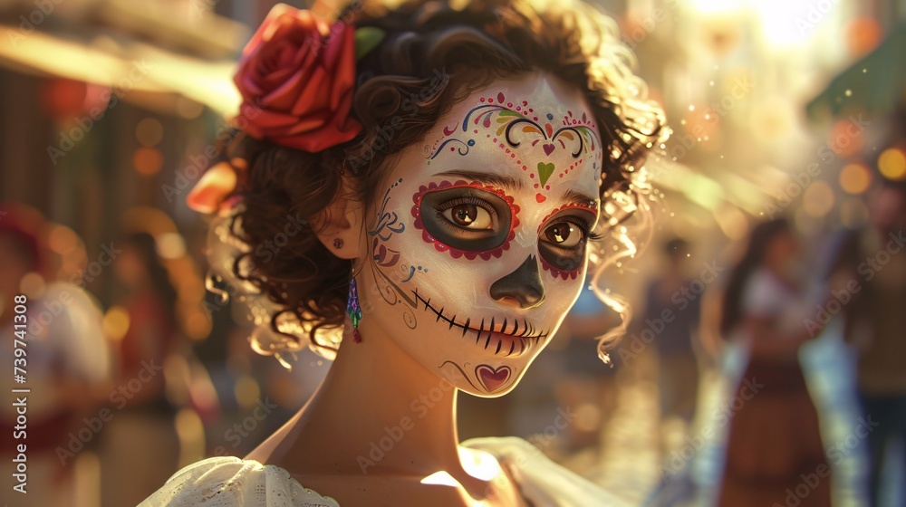 Skeleton Makeup Artist A Celebration of the Day of the Dead Generative AI Skeleton Makeup Artist A Celebration of the Day of the Dead Generative AI