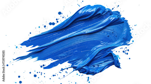 Watercolor of Vibrant blue paint stroke isolated on transparent and white background.PNG image photo