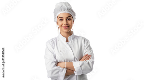 factory women manager in uniform female chef  isolated on transparent and white background.PNG image