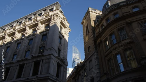 Typical English Buildings Along King William Street In London, United Kingdom. low angle shot photo