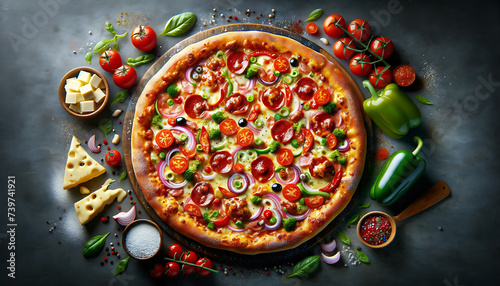 Pizza on a background, fast food, Cuisine Celebration with Grilled