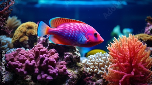 fish,  fish in aquarium, coral reef with fish