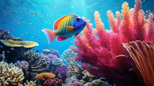 coral reef and fish, Colorful fish,  fish in aquarium, coral reef with fish