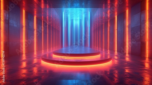 Futuristic Neon Light Podium for Product Display