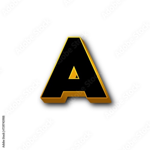 3D A alphabet on white background