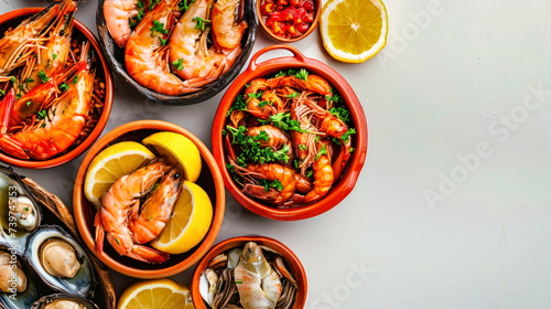 Wallpaper Mural Group of Bowls Filled With Shrimp and Clams Torontodigital.ca