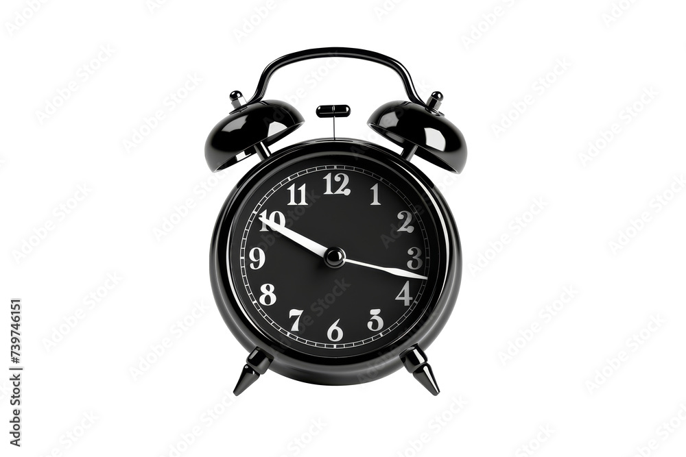 Black alarm clock isolated on transparent background. Black alarm clock isolated on transparent background.