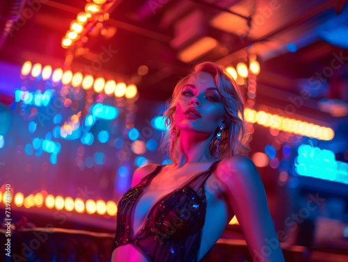 Beautiful woman in a nightclub. Lifestyle, entertainment concept.
